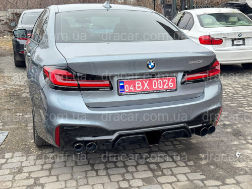 Диффузор накладка заднего бампера Competition style BMW 5 series G30 2017-2023 черный глянец артикул 8711
