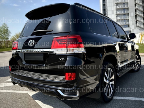 Юбка заднего бампера Modellista Toyota Land Cruiser 200 2015-2021 под 1 трубу, цвет 202 черный артикул 8013