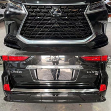 Комплект обвеса Lexus LX570 2015-2022 стиль 2021  (юбка передняя и задняя, решетка) ЦВЕТ ЧЕРНЫЙ 218