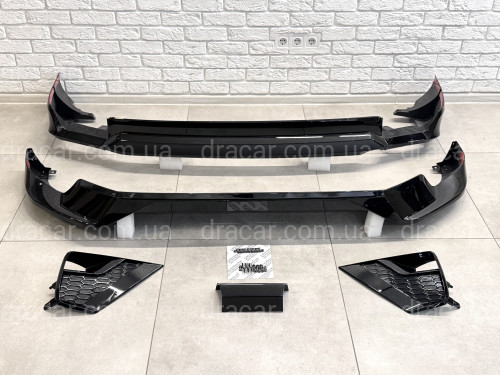 Обвес ONYX BLACK Toyota Land Cruiser Prado 150 2018-2023 цвет черный 202, юбка передняя, задняя, накладки птф артикул 8888