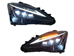 Фары Full LED 3 линзы в стиле 2021+ для Lexus IS 2005-2012