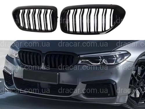 Решетка радиатора ноздри стиль M5 BMW series G30 / G31 2017-2020 черный глянец 2шт. артикул 7874