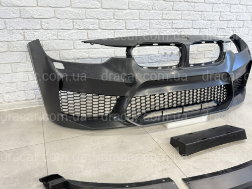 Передний бампер в сборе в стиле M5 F90 для BMW 3 Series F30 F31 2012-2018 (под омыватели / без отверстий под парктроники) артикул 8959