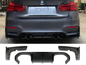 Накладка заднего бампера диффузор M-Vorsteiner к бамперу M3 для BMW 3 series F30 2012-2018, цвет черный глянец