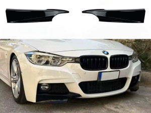 Клыки переднего бампера M performance BMW 3 series F30 F31 2012-2018 абс пластик, черный глянец