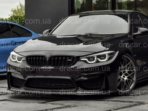 Юбка переднего бампера BMW M4 F81 F82 F83 абс пластик, черный глянец артикул 8030