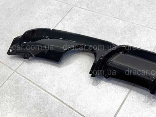 Диффузор накладка заднего бампера M-Performance BMW 3 series F30 2012-2018 под две одинарные выхлопные трубы ГЛЯНЦЕВЫЙ 0---0 артикул 8177