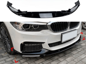 Юбка накладка переднего бампера юбка M performance BMW 5 series G30 G31 2016-2020 ABS пластик, черный глянец