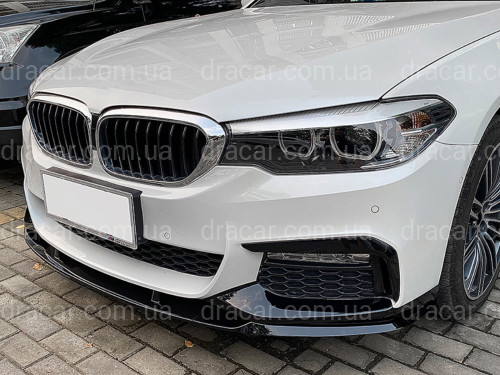 Юбка накладка переднего бампера юбка M performance BMW 5 series G30 G31 2016-2020 ABS пластик, черный глянец артикул 5333