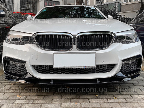 Юбка накладка переднего бампера юбка M performance BMW 5 series G30 G31 2016-2020 ABS пластик, черный глянец артикул 5333