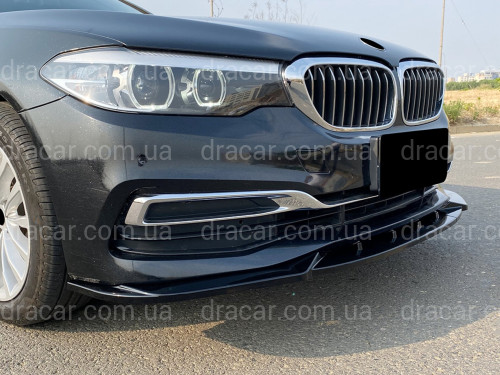 Юбка накладка переднего бампера BMW 5 series G30 G31 2016-2020 ABS пластик, черный глянец артикул 9082