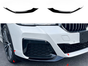 Клыки переднего бампера M performance BMW 5 series G30 G31 LCI 2020-2023 ABS пластик, черный глянец