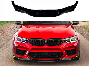 Юбка накладка переднего бампера M5 BMW 5 series G30 G31 M5 F90 2016-2020 ABS пластик, черный глянец