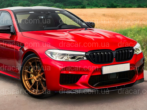 Юбка накладка переднего бампера M5 BMW 5 series G30 G31 M5 F90 2016-2020 ABS пластик, черный глянец артикул 9087