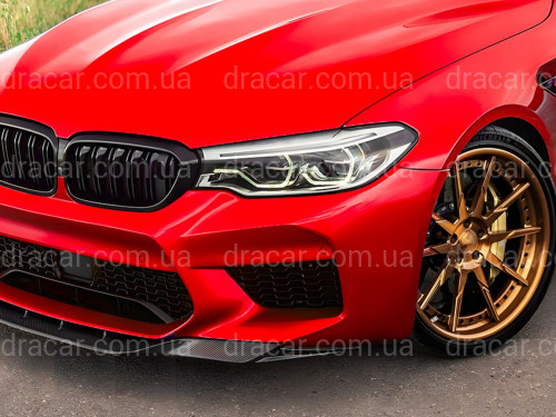 Юбка накладка переднего бампера M5 BMW 5 series G30 G31 M5 F90 2016-2020 ABS пластик, черный глянец артикул 9087