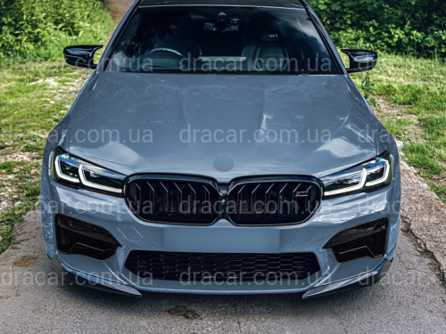 Клыки переднего бампера M5 BMW 5 series G30 G31 M5 F90 LCI 2020-2023 ABS пластик, черный глянец 2шт. артикул 9089