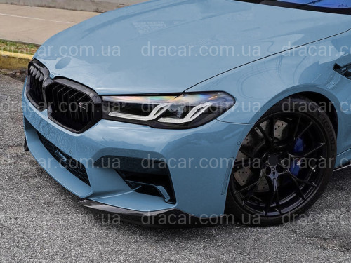 Клыки переднего бампера M5 BMW 5 series G30 G31 M5 F90 LCI 2020-2023 ABS пластик, черный глянец 2шт. артикул 9089