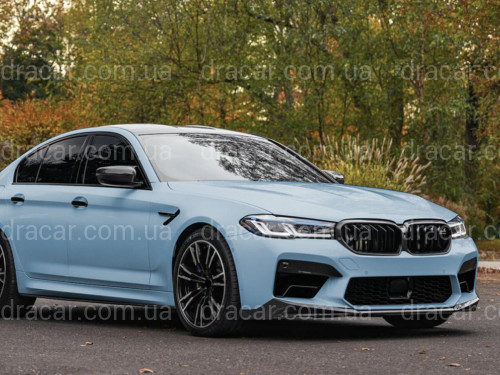 Юбка накладка переднего бампера M5 BMW 5 series G30 G31 M5 F90 LCI 2020-2023 ABS пластик, черный глянец артикул 9088