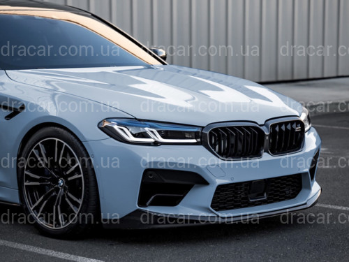 Юбка накладка переднего бампера M5 BMW 5 series G30 G31 M5 F90 LCI 2020-2023 ABS пластик, черный глянец артикул 9088