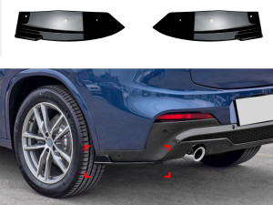 Лезвия накладки заднего бампера M-Performance BMW X4 G02 2018-2022 2шт. ABS пластик, черный глянец