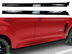 Лезвия под пороги M-Perfomance BMW X6 F16 2шт. ABS пластик, черный глянец