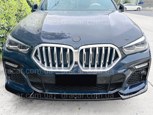 Юбка переднего бампера M-Perfomance для BMW X6 G06 2019-2022 ABS пластик, черный глянец артикул 9137