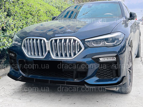 Юбка переднего бампера M-Perfomance для BMW X6 G06 2019-2022 ABS пластик, черный глянец артикул 9137