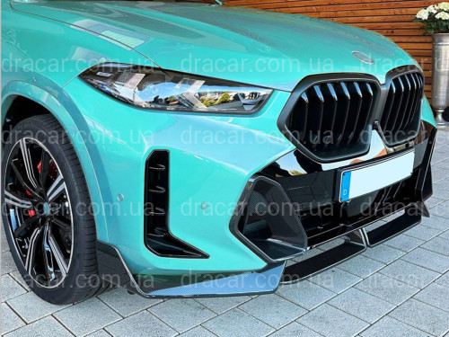 Юбка переднего бампера M-Perfomance для BMW X6 G06 LCI 2022+ ABS пластик, черный глянец артикул 9136