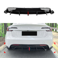 Накладка заднего бампера со стопом для Tesla Model 3 2025- ABS пластик, цвет черный глянец