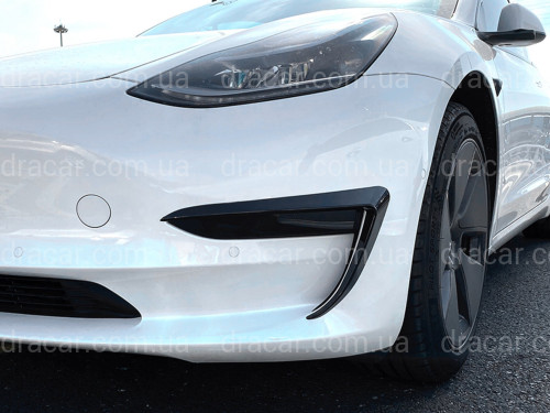 Накладки на противотуманные фары для Tesla Model 3 2017-2024 ABS пластик, цвет черный глянец артикул 9092
