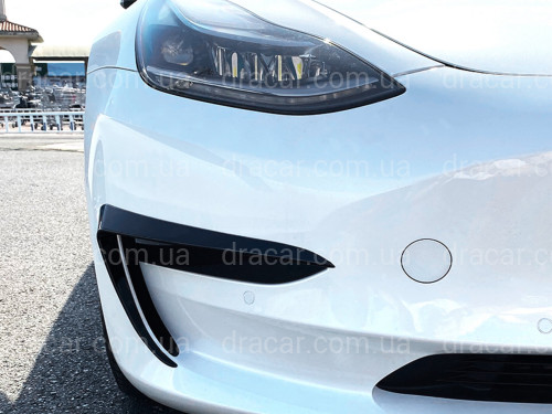 Накладки на противотуманные фары для Tesla Model 3 2017-2024 ABS пластик, цвет черный глянец артикул 9092