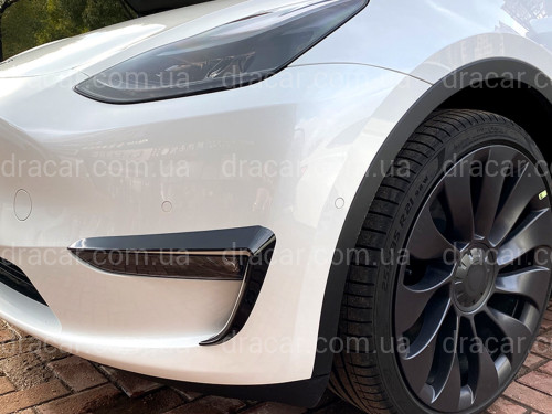 Накладки на противотуманные фары для Tesla Model Y 2020-2024 ABS пластик, цвет черный глянец артикул 9093