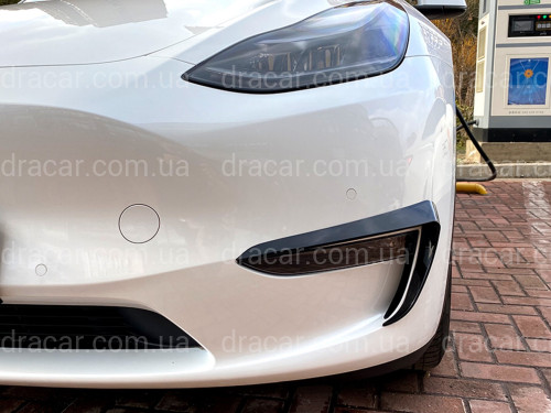 Накладки на противотуманные фары для Tesla Model Y 2020-2024 ABS пластик, цвет черный глянец артикул 9093