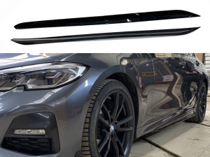 Лезвия под пороги M-Perfomance BMW 3 series G20 G21 2018-  2шт. черный глянец