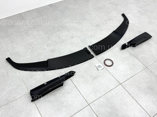 Юбка переднего бампера юбка M performance BMW 3 series F30 F31 2012-2018 абс пластик, черный глянец артикул 3303