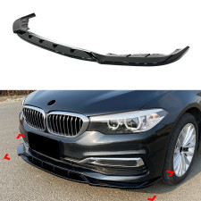 Юбка накладка переднего бампера BMW 5 series G30 G31 2016-2020 ABS пластик, черный глянец