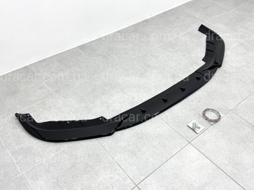 Юбка накладка переднего бампера BMW 5 series G30 G31 2016-2020 ABS пластик, черный глянец артикул 9082