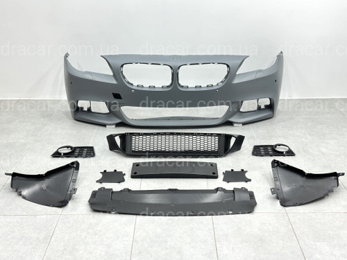 Передний бампер в сборе M Paket BMW 5 Series F10 F11 2010-2013 (под омыватели / с отверстиями под парктроники / с отверстиями туманок) артикул 7923