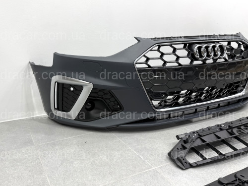 Бампер передний в сборе S-Line CHROME для Audi A4 B9 2020-2023 артикул 9443
