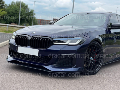 Накладка переднего бампера M-Performance стиль AC Schnitzer для BMW 5 series G30 31 2020-2023 ABS пластик, цвет черный глянец артикул 9157