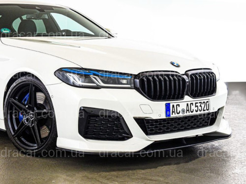 Накладка переднего бампера M-Performance стиль AC Schnitzer для BMW 5 series G30 31 2020-2023 ABS пластик, цвет черный глянец артикул 9157