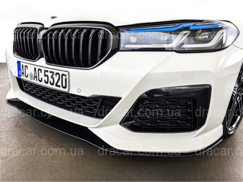 Накладка переднего бампера M-Performance стиль AC Schnitzer для BMW 5 series G30 31 2020-2023 ABS пластик, цвет черный глянец артикул 9157
