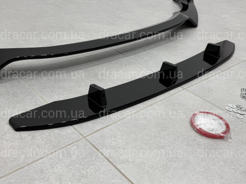 Юбка накладка переднего бампера M Performance BMW X3 G01 / X4 G02 2018-2021, ABS пластик цвет черный глянец артикул 9570