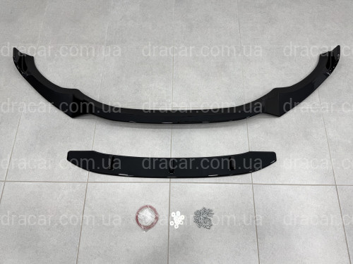 Юбка накладка переднего бампера M Performance BMW X3 G01 / X4 G02 2018-2021, ABS пластик цвет черный глянец артикул 9570