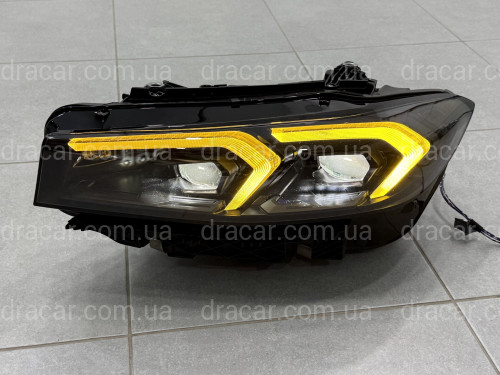 Фары LCI 2022+ рестайлинг Shadow Line для BMW G20 / G21 2019-2022 2шт. с заменой бампера на 22+ / 2 РЕЖИМА ДХО БЕЛЫЕ / ЖЕЛТЫЕ артикул 9787