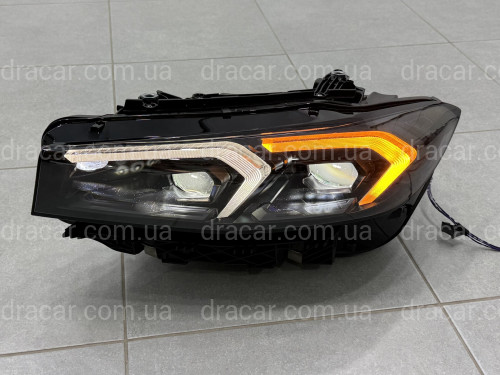 Фары LCI 2022+ рестайлинг Shadow Line для BMW G20 / G21 2019-2022 2шт. с заменой бампера на 22+ / 2 РЕЖИМА ДХО БЕЛЫЕ / ЖЕЛТЫЕ артикул 9787