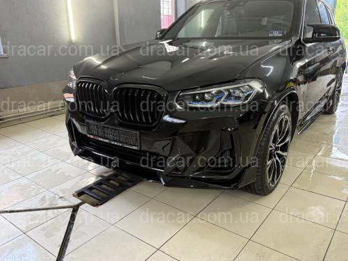 Юбка переднего бампера M-Performance LCI для BMW X3 G01 / X4 G02 2022-2024 ABS пластик, черный глянец артикул 9611