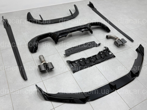 Комплект обвеса M-Performance (юбка, диффузор, лезвия, спойлер, трубы) для BMW X3 G01 LCI 2022-2024, цвет черный глянец артикул 9610