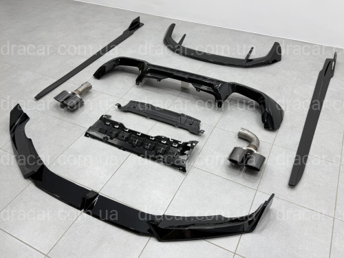 Комплект обвеса M-Performance (юбка, диффузор, лезвия, спойлер, трубы) для BMW X3 G01 LCI 2022-2024, цвет черный глянец артикул 9610
