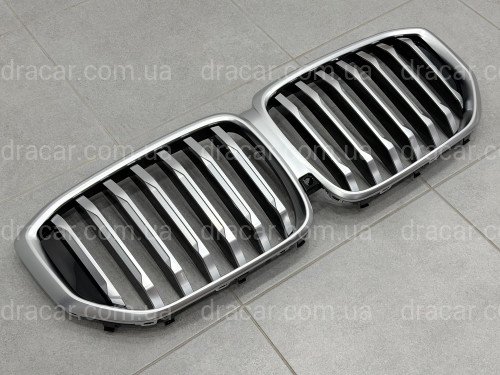 Решетка ноздри BMW X5 G05 LCI 2023- под камеру МАТОВЫЙ ХРОМ артикул 10297